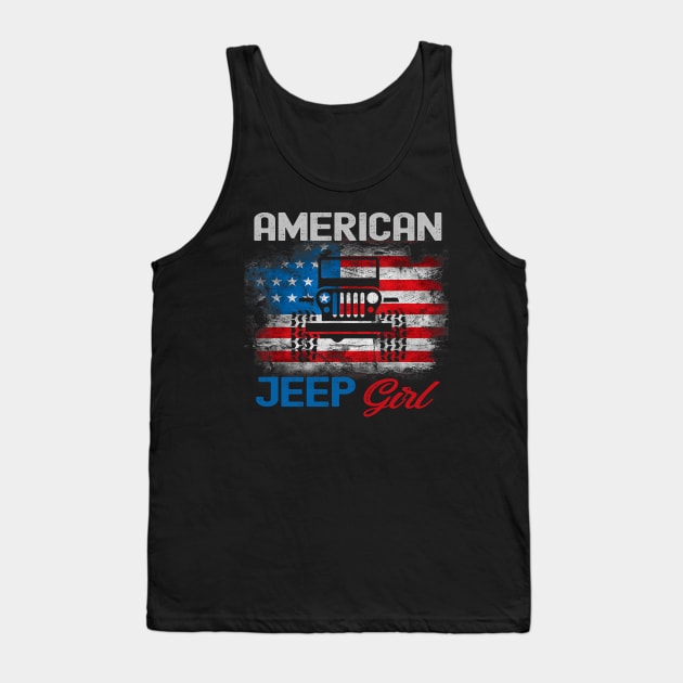 American Jeep Girl USA Flag Jeep Tank Top by Oska Like